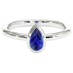 Natural Real ( Not Lab Grown )  Sapphire Pear Cut Bezel Engagement Ring