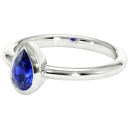 Natural Real ( Not Lab Grown )  Sapphire Pear Cut Bezel Engagement Ring