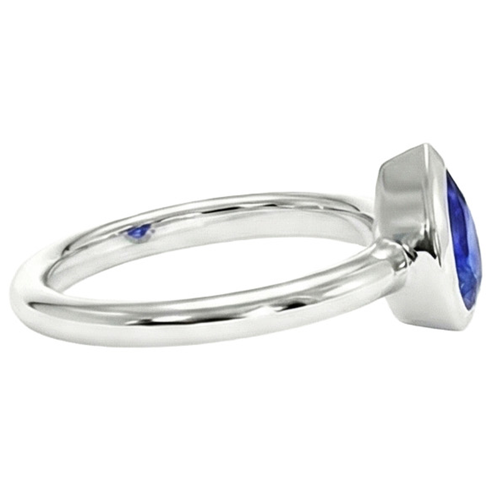 Natural Real ( Not Lab Grown )  Sapphire Pear Cut Bezel Engagement Ring
