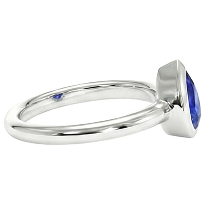 Natural Real ( Not Lab Grown )  Sapphire Pear Cut Bezel Engagement Ring