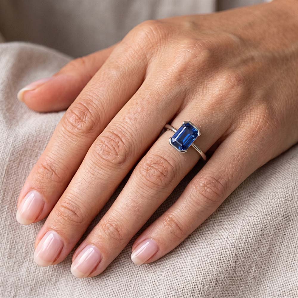 Natural Real ( Not Lab Grown )  Sapphire Royal Blue Ring With Skinny Band