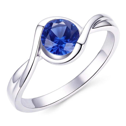 Natural Real ( Not Lab Grown )  Solitaire 1 Carat Sapphire Ring Bypass Style Women Jewelry