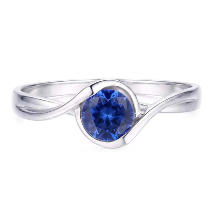 Natural Real ( Not Lab Grown )  Solitaire 1 Carat Sapphire Ring Bypass Style Women Jewelry