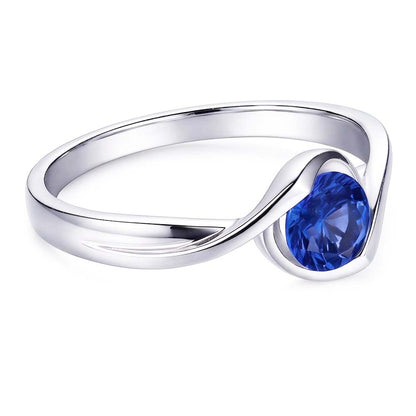 Natural Real ( Not Lab Grown )  Solitaire 1 Carat Sapphire Ring Bypass Style Women Jewelry