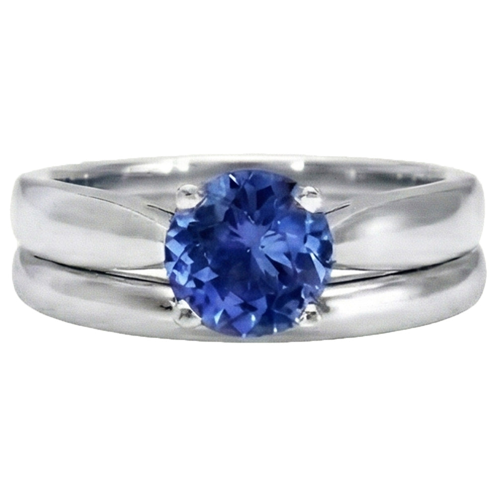 Natural Real ( Not Lab Grown )  Solitaire 3 Carat Ceylon Sapphire Ring Set 14K New