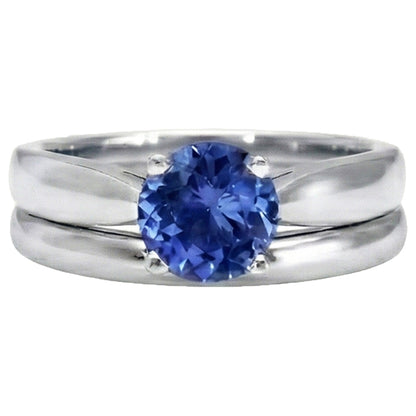 Natural Real ( Not Lab Grown )  Solitaire 3 Carat Ceylon Sapphire Ring Set 14K New