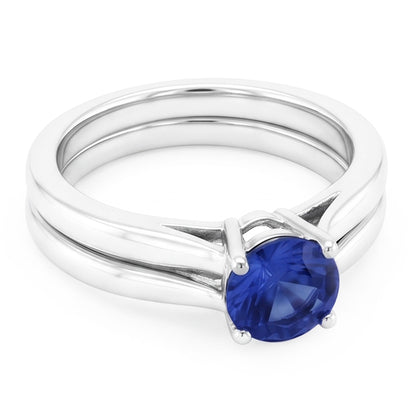 Natural Real ( Not Lab Grown )  Solitaire 3 Carat Ceylon Sapphire Ring Set 14K New