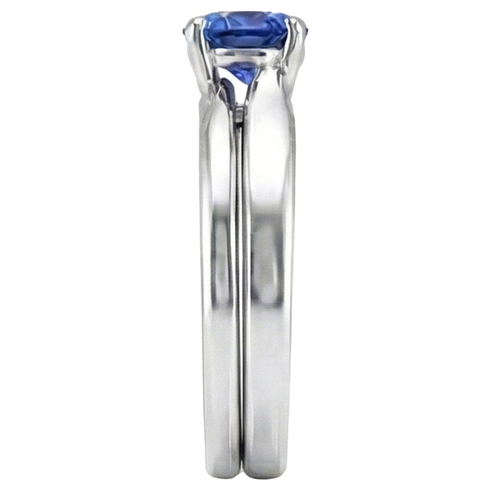 Natural Real ( Not Lab Grown )  Solitaire 3 Carat Ceylon Sapphire Ring Set 14K New