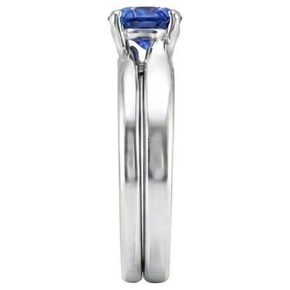 Natural Real ( Not Lab Grown )  Solitaire 3 Carat Ceylon Sapphire Ring Set 14K New