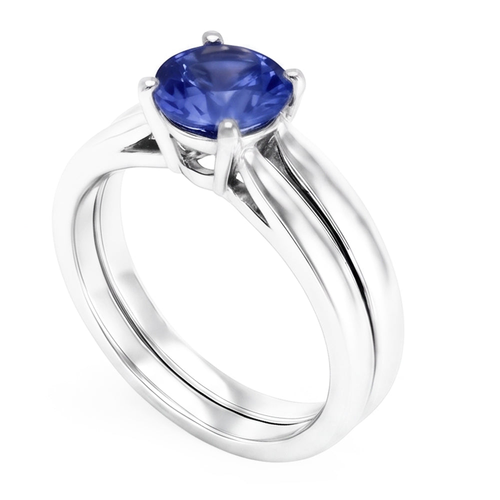 Natural Real ( Not Lab Grown )  Solitaire 3 Carat Ceylon Sapphire Ring Set 14K New