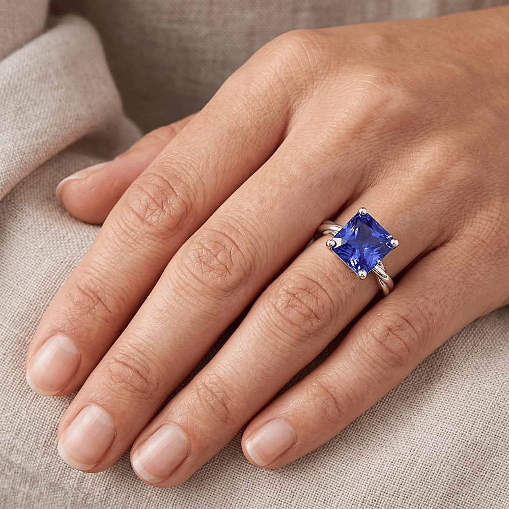 Natural Real ( Not Lab Grown )  Solitaire 3 Carat Sapphire Engagement Ring