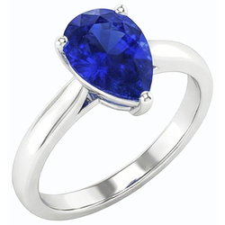 Natural Sapphire Ring 2ct - White Gold 14K