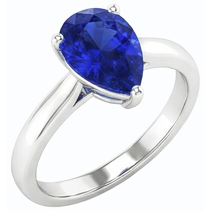 natural pear sapphire 2ct ring front view