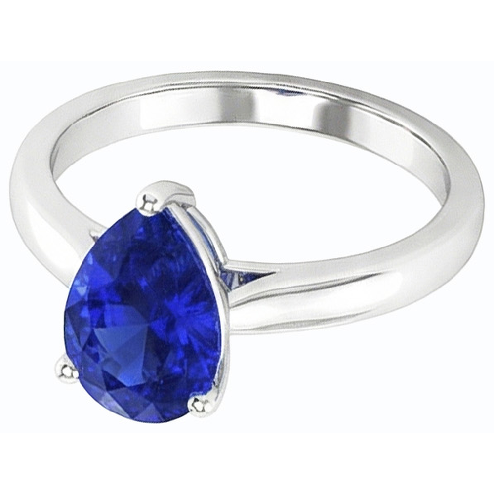 natural pear sapphire 2ct ring side angle
