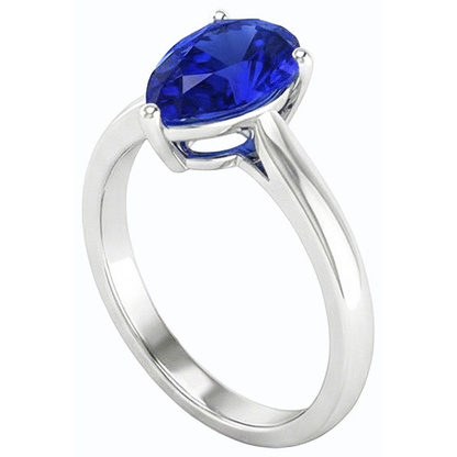 natural pear sapphire 2ct ring top view