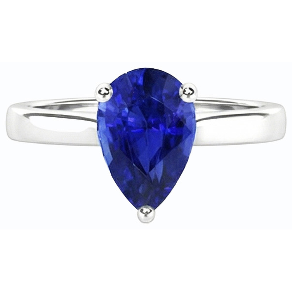 natural pear sapphire 2ct ring close up detail