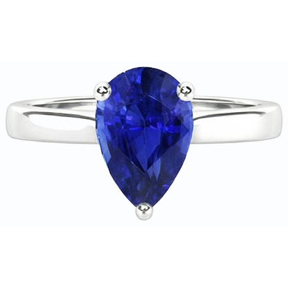 natural pear sapphire 2ct ring close up detail