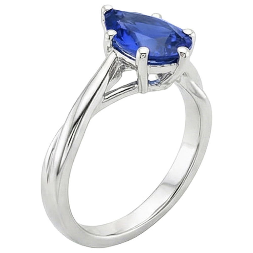 natural pear sapphire 3.50ct ring top view