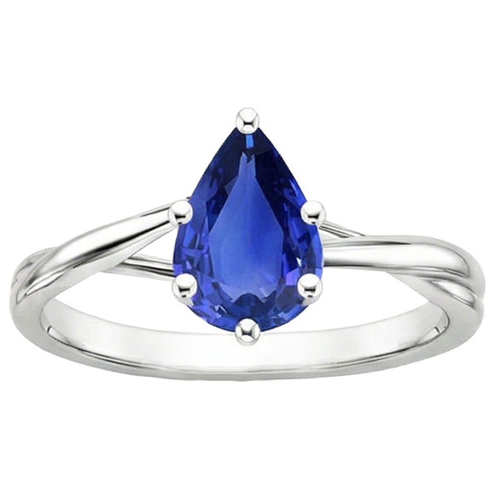 natural pear sapphire 3.50ct ring close up detail