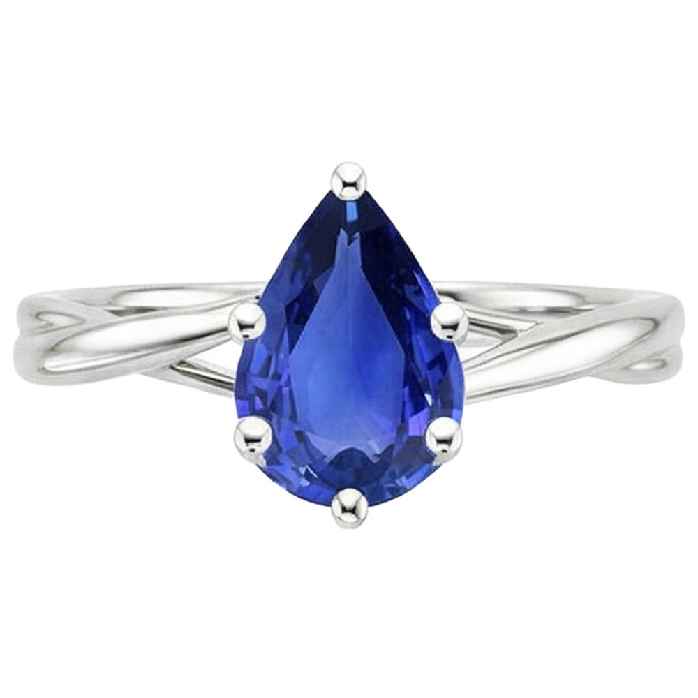 natural pear sapphire 3.50ct ring side angle