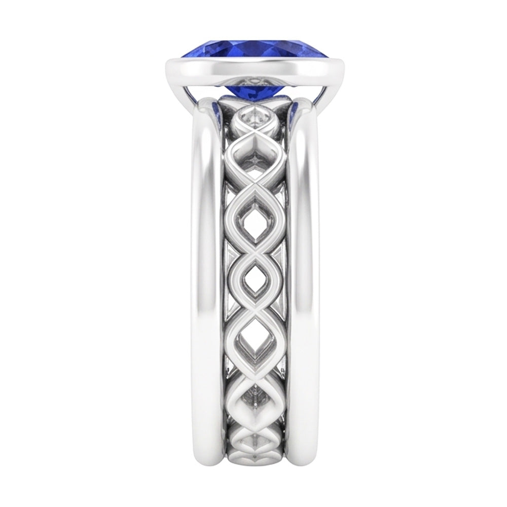 Natural Real ( Not Lab Grown )  Solitaire Bezel Heart Shaped Sapphire Ring 2.50 Carats Infinity Style