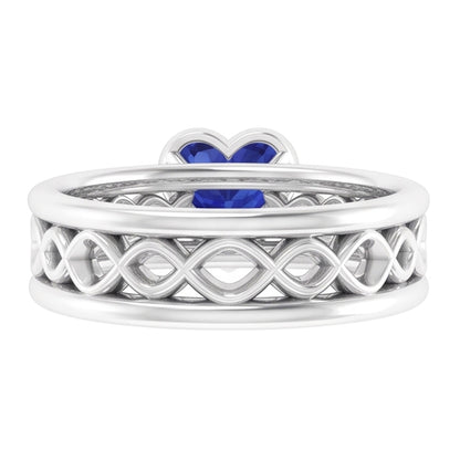 Natural Real ( Not Lab Grown )  Solitaire Bezel Heart Shaped Sapphire Ring 2.50 Carats Infinity Style