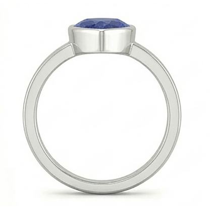 Natural Real ( Not Lab Grown )  Solitaire Bezel Set Gents Ring Pear Cut Blue Sapphire 2.50 Carats