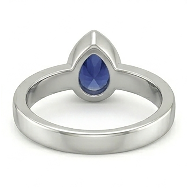 Natural Real ( Not Lab Grown )  Solitaire Bezel Set Gents Ring Pear Cut Blue Sapphire 2.50 Carats