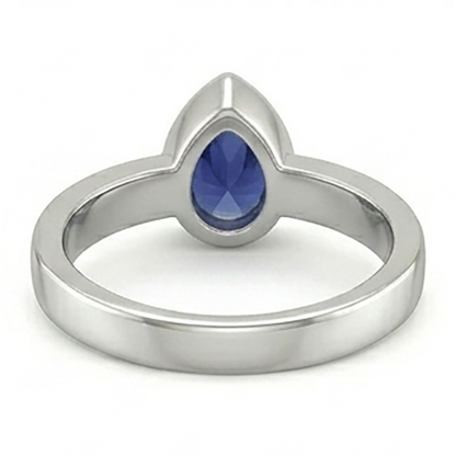 Natural Real ( Not Lab Grown )  Solitaire Bezel Set Gents Ring Pear Cut Blue Sapphire 2.50 Carats