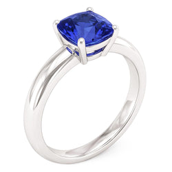 Natural Real ( Not Lab Grown )  Solitaire Blue Sapphire Engagement Ring 1.50 Carats Gold Thick Shank