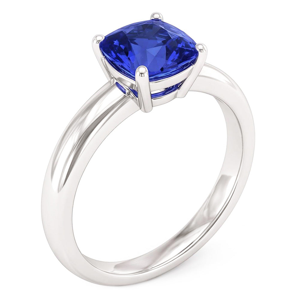 Natural Real ( Not Lab Grown )  Solitaire Blue Sapphire Engagement Ring 1.50 Carats Gold Thick Shank