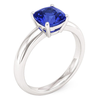Natural Real ( Not Lab Grown )  Solitaire Blue Sapphire Engagement Ring 1.50 Carats Gold Thick Shank