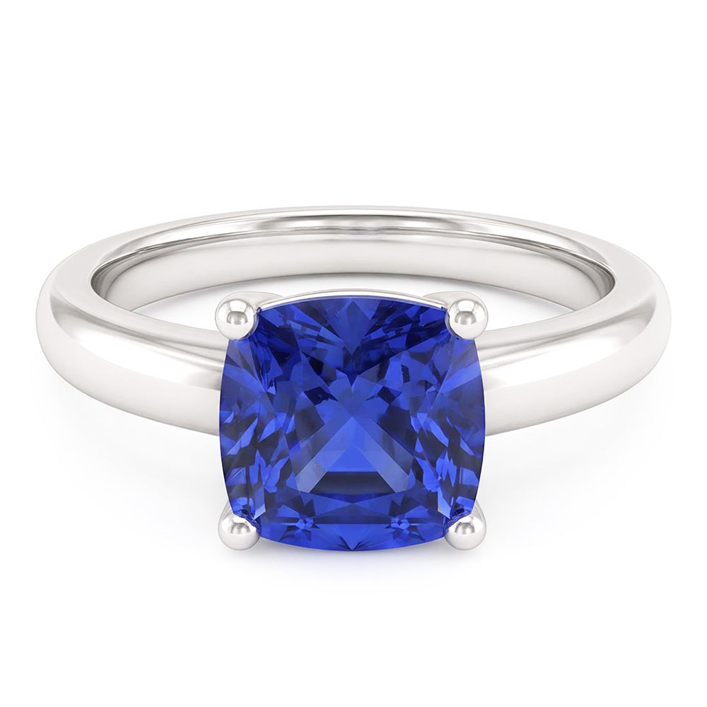 Natural Real ( Not Lab Grown )  Solitaire Blue Sapphire Engagement Ring 1.50 Carats Gold Thick Shank