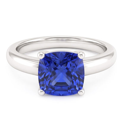 Natural Real ( Not Lab Grown )  Solitaire Blue Sapphire Engagement Ring 1.50 Carats Gold Thick Shank