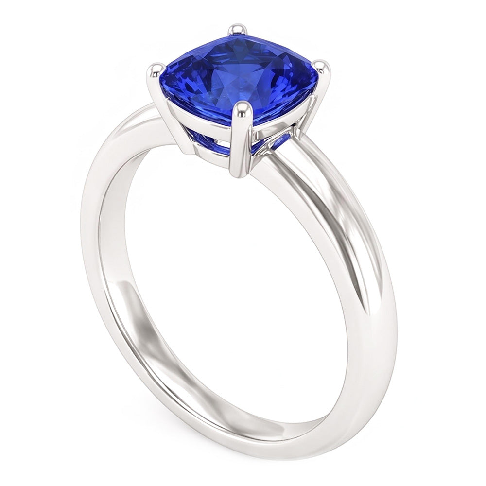 Natural Real ( Not Lab Grown )  Solitaire Blue Sapphire Engagement Ring 1.50 Carats Gold Thick Shank