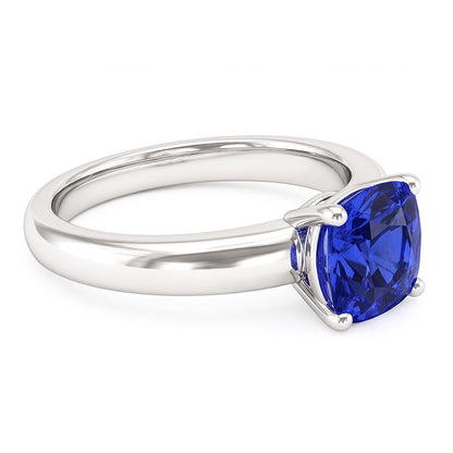 Natural Real ( Not Lab Grown )  Solitaire Blue Sapphire Engagement Ring 1.50 Carats Gold Thick Shank