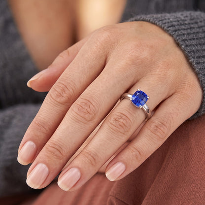 Natural Real ( Not Lab Grown )  Solitaire Blue Sapphire Engagement Ring 1.50 Carats Gold Thick Shank