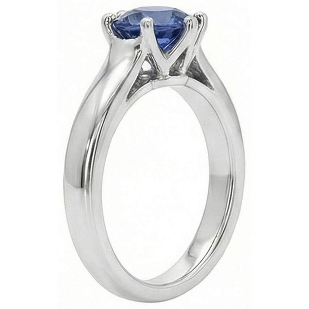 Natural Real ( Not Lab Grown )  Solitaire Blue Sapphire Gemstone Ring 2 Carats White Gold