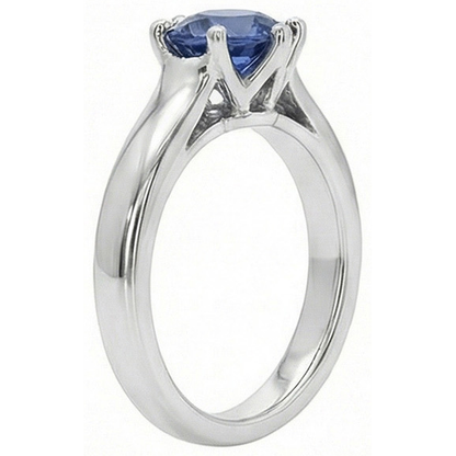 Natural Real ( Not Lab Grown )  Solitaire Blue Sapphire Gemstone Ring 2 Carats White Gold