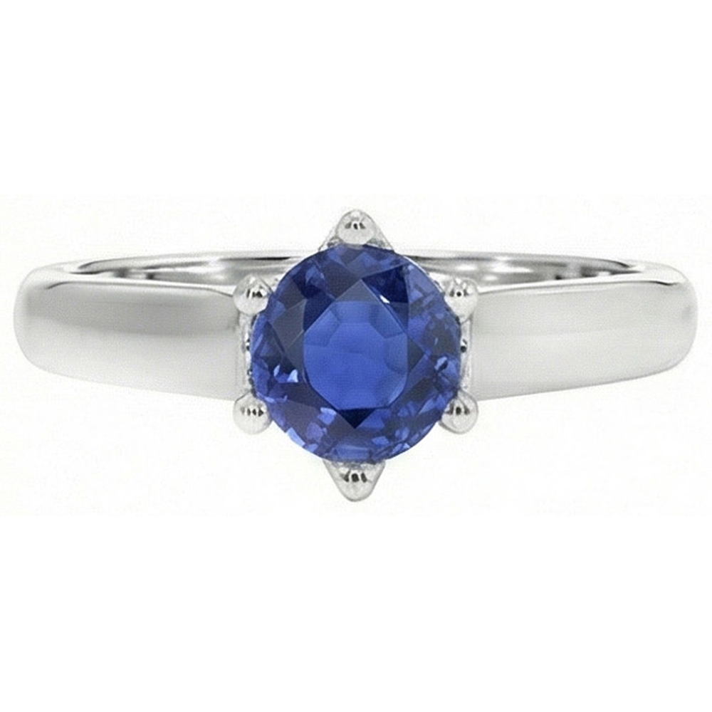 Natural Real ( Not Lab Grown )  Solitaire Blue Sapphire Gemstone Ring 2 Carats White Gold