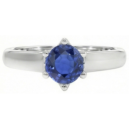 Natural Real ( Not Lab Grown )  Solitaire Blue Sapphire Gemstone Ring 2 Carats White Gold