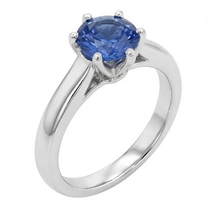 Natural Real ( Not Lab Grown )  Solitaire Blue Sapphire Gemstone Ring 2 Carats White Gold