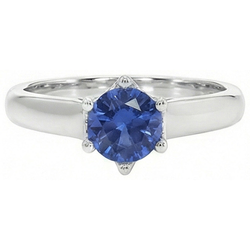 Natural Real ( Not Lab Grown )  Solitaire Blue Sapphire Gemstone Ring 2 Carats White Gold