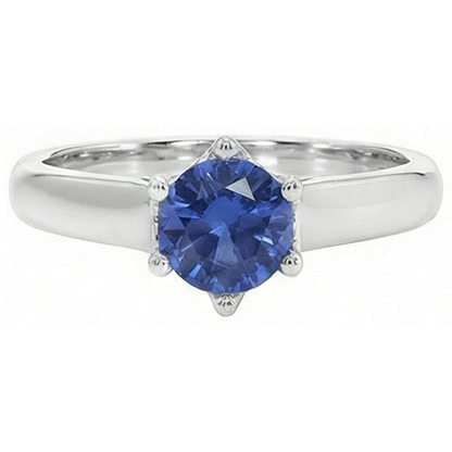 Natural Real ( Not Lab Grown )  Solitaire Blue Sapphire Gemstone Ring 2 Carats White Gold