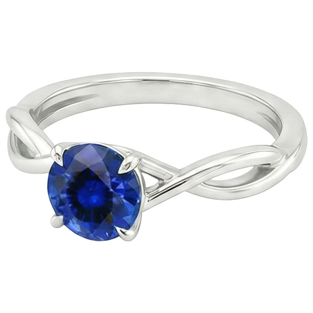 natural round sapphire 2ct ring top view
