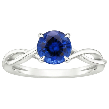 natural round sapphire 2ct ring close up detail