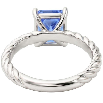 Natural Real ( Not Lab Grown )  Solitaire Blue Sapphire Ring Gold Twisted Rope Style 1.50 Carats