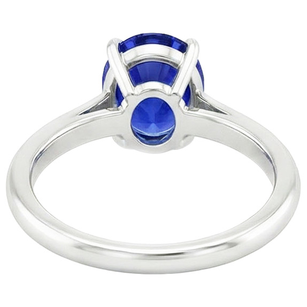 Natural Real ( Not Lab Grown )  Solitaire Blue Sapphire Ring Oval Cut Prong Setting 3 Carats