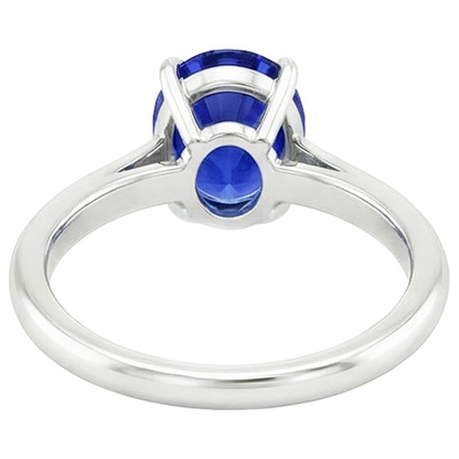 Natural Real ( Not Lab Grown )  Solitaire Blue Sapphire Ring Oval Cut Prong Setting 3 Carats