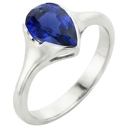 Natural Real ( Not Lab Grown )  Solitaire Ceylon Sapphire Anniversary Ring Bezel Set Pear 3 Carats
